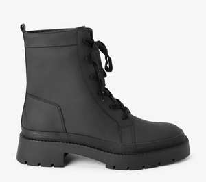 Women’s Black Forever Comfort Rubberised Lace-Up Boots £12 + Free click and collect @ Next