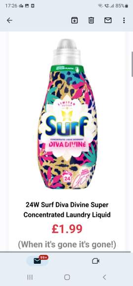 Surf 24 Wash Diva Devine Super Concentrated Laundry Liquid £1.99