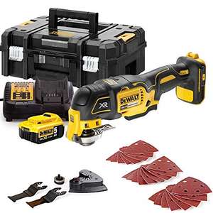 Dewalt DCS355N 18V Multitool with Acc. + 1 x 5Ah Battery, Charger & T-Stack Case