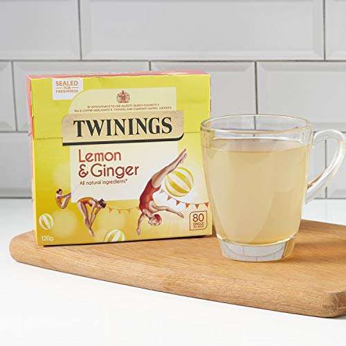 Twinings Lemon & Ginger Tea bags 4 packs of 20 £5 @ Amazon - Possible £3.50 with S&S and 15% Voucher