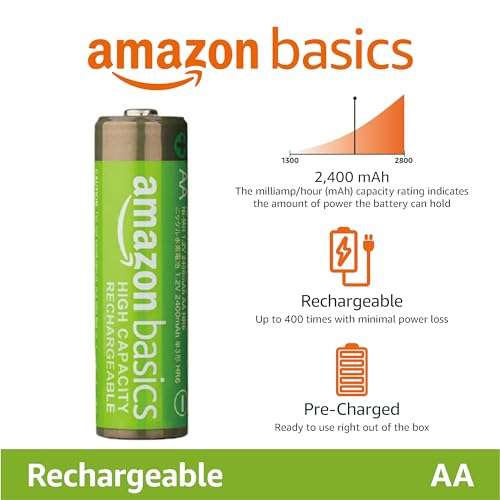 Amazon Basics High Capacity AA Rechargeable ~2400mAh Real World 24 Pack