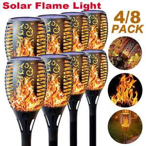 8×Flame Effect Solar Outdoor Lights Stake Garden Path Flickering LED Torch Lamp - Sold by enswann