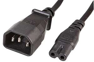 Pro Elec IEC C7 to IEC C14 Mains Power Lead, Black, 1m