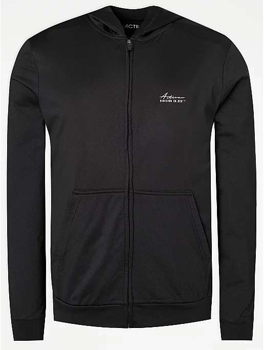 Black Active Division Zip Fasten Hoodie (Sizes L & XL) - £5 + Free Click and Collect @ George (Asda)
