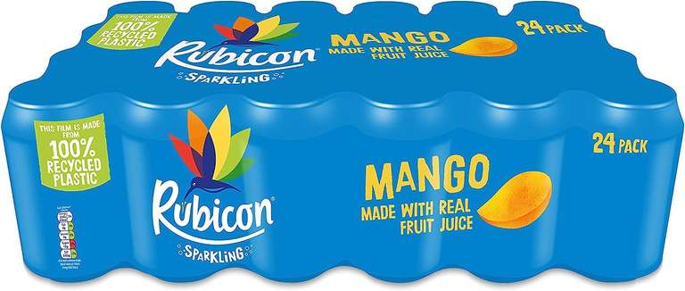Rubicon Sparkling Mango, Fizzy Drink with Real Fruit Juice, 24 x 330ml Cans (S&S £8.07)