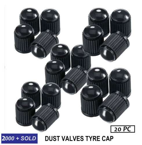 20 x Dust Air Valve Tyre Caps, Black Plastic Covers for Car / Bike / Motorbike @ euautopartsltd