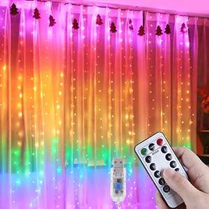 Anpro 280pcs LED Curtain Lights Colorful - 3 x 2.8M, Remote Control, 7 Colors, 8 Light Modes with USB DC5V - w/Code, Sold By Wang kun-EU