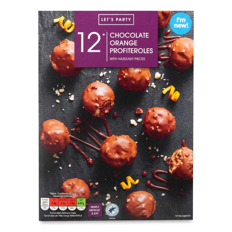 Let's Party Chocolate Orange Profiteroles 216g/12 Pack/Let's Party Salted Caramel Profiteroles 240g/12 Pack £1.75 Each @ Aldi