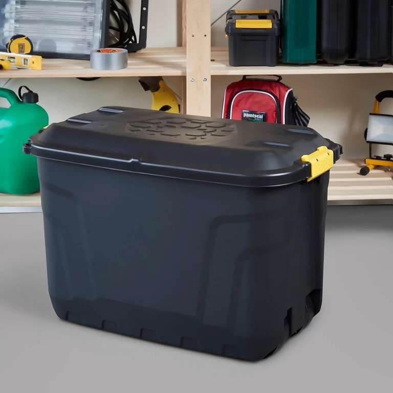 2 x Strata Heavy duty Black 110L Storage trunk with lid £31.04 with code (£15.52 each) / 2 x 145L Storage £35.10 (£17.55 each) @ Homebase