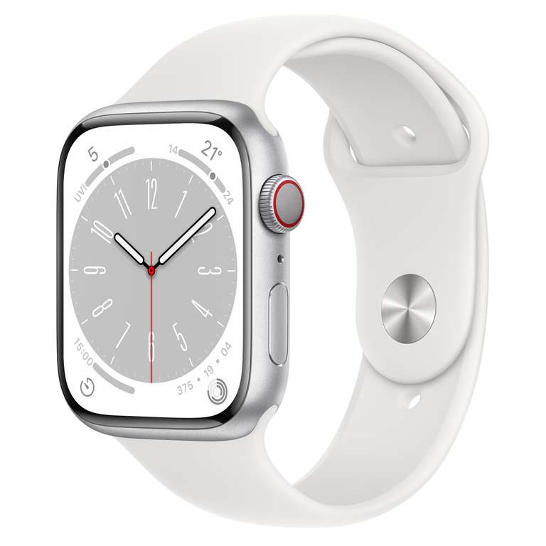 Apple Watch Series 8 GPS + Cellular 45mm Silver Aluminium Case with White Sport Band 2 Year Guarantee £479 Delivered @ John Lewis & Partners