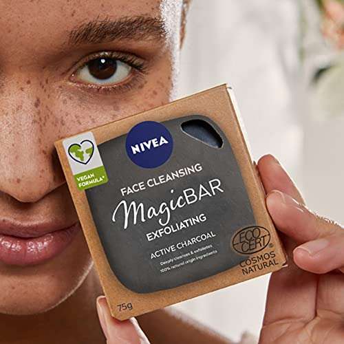 NIVEA MagicBAR Exfoliating Active Charcoal / Refreshing Almond Oil Face Cleansing Bar 75g - £2.40 / £2.16 Subscribe & Save @ Amazon