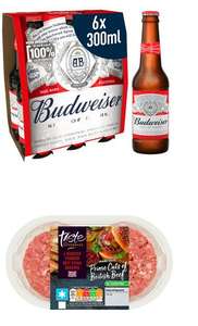 4 x Taste the Difference Quarter Pounder Steak Burgers (or Beyond Meat Patties) + 6x300ml Budweiser Lager Beer Bottles - £5 @ Sainsbury's
