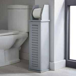HOUSE AND HOMESTYLE Louvre Style Bathroom Toilet Roll Holder & Store in Grey - Sold & Delivered by House and Homestyle