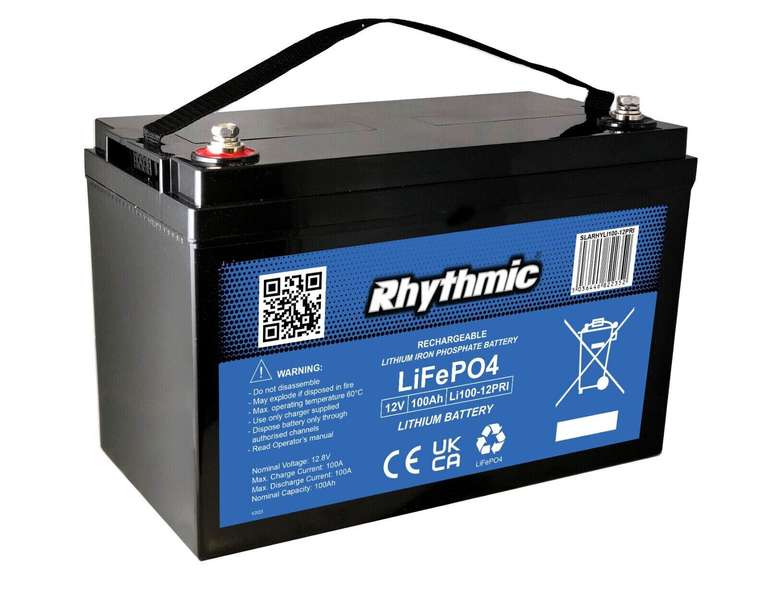 Rhythmic 12V 100Ah Solar Lithium Battery LiFePO4 Smart Leisure BMS Deep Cycle RV - Sold By cameraexperts1