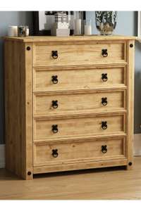 Vida Designs Corona Rustic 5 Drawer Chest Storage Bedroom Furniture sold and delivered by Home Discount