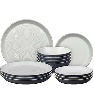 Denby - Impression Charcoal Blue Dinner Set For 4 - 12 Piece Ceramic Tableware Set