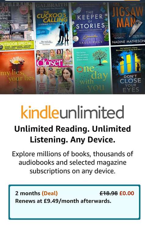 Get 2 months of Kindle Unlimited for Free (selected accounts)