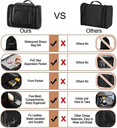 Elviros Travel Hanging Toiletry Bag for Women and Men £9.49 Dispatches from Amazon Sold by Mohan Limited