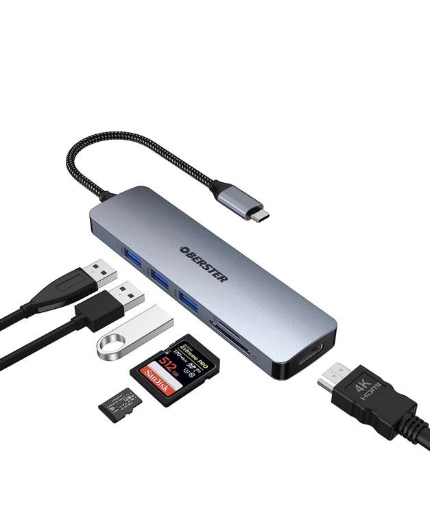 6 in 1 USB C Hub - £4.38 with voucher @ Amazon (Prime Day Deal)