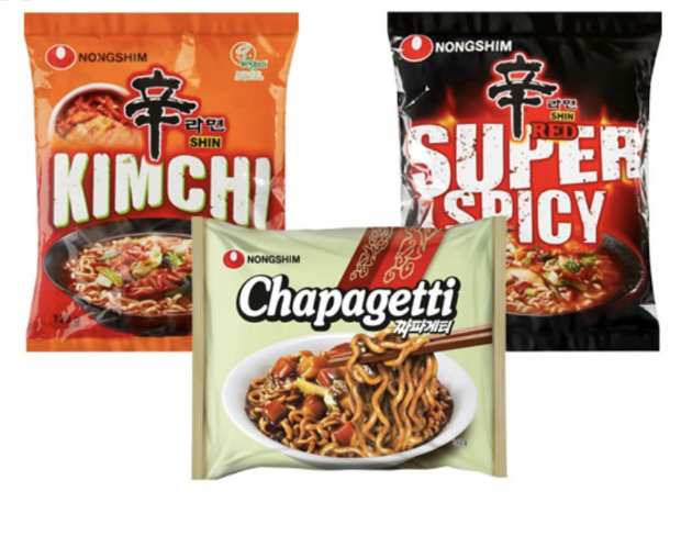 Nongshim Shin Ramyun, Kimchi, Super Spicy and Chapagetti Instant Noodles 120g–140g – Lidl Plus Price