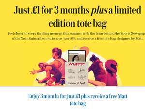 3 Month Telegraph Digital Subscription + tote bag for £1 @ Telegraph Shop