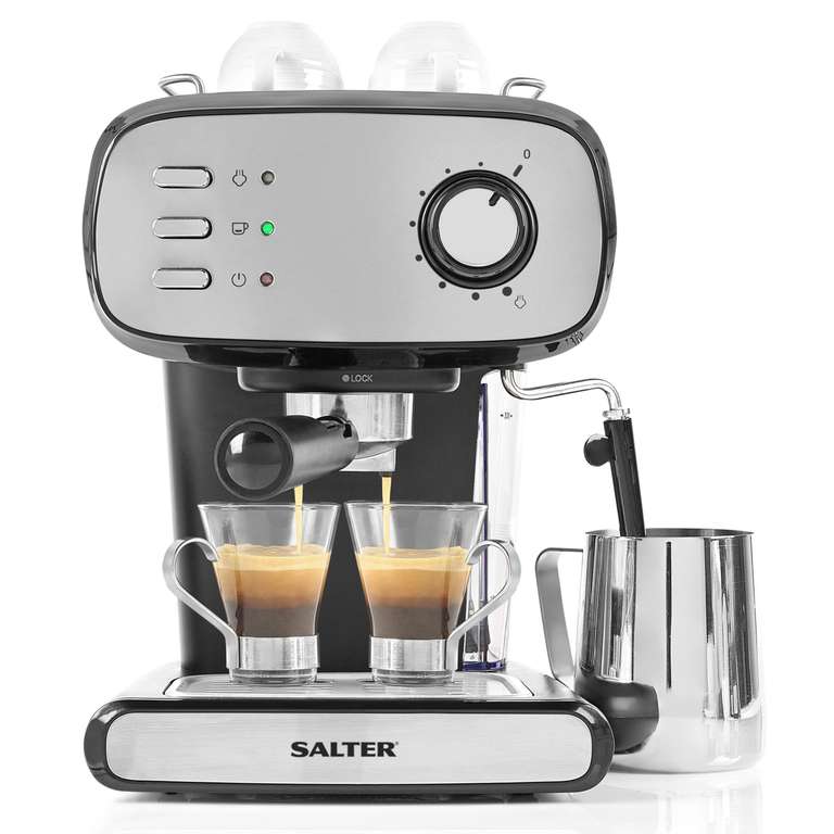 Salter Coffee Machine Espresso Maker Caffé Barista Pro 15-Bar Pump Frothing Wand - £69.99 (UK Mainland) @ eBay / Salter