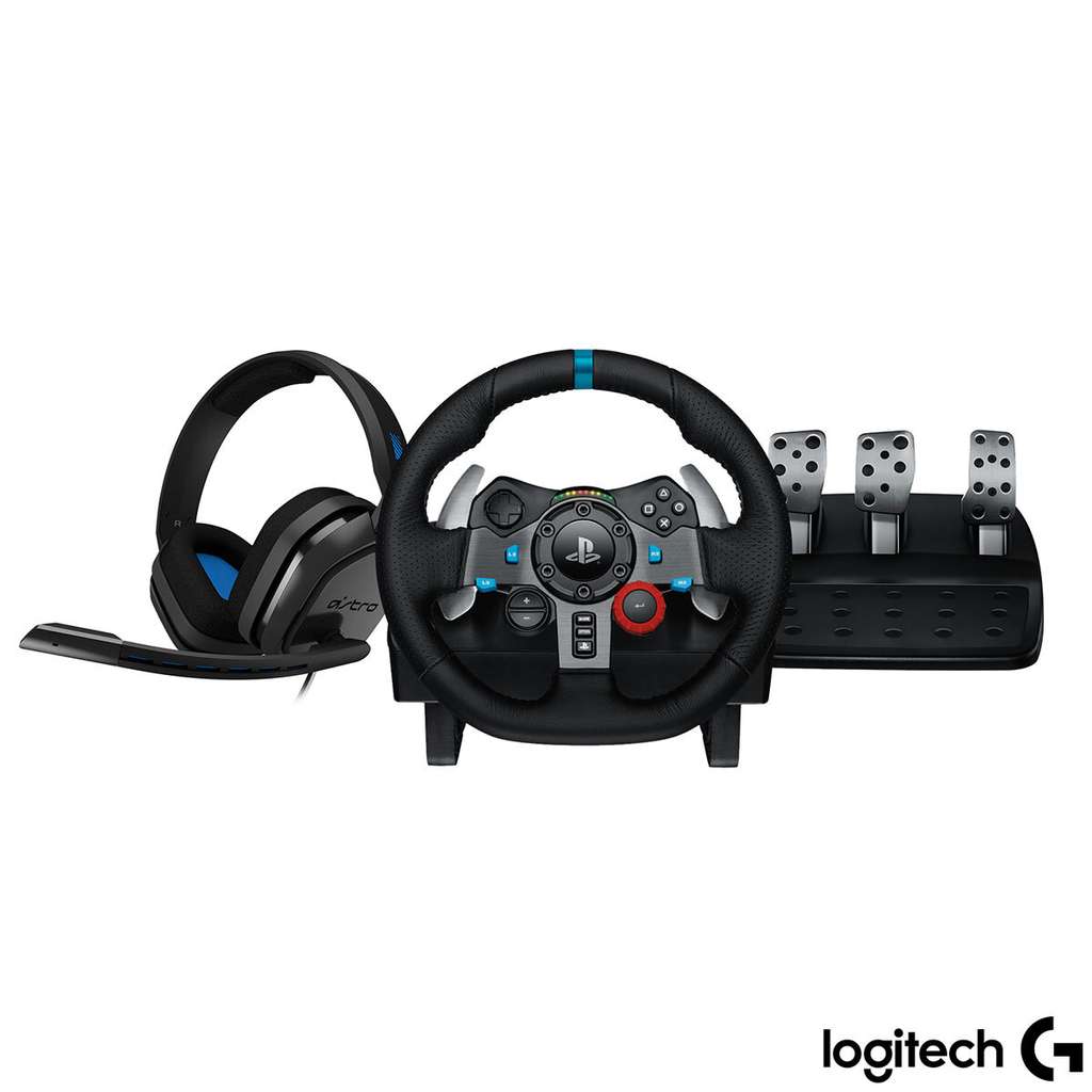 Volante  Logitech G G29 + Auriculares gaming ASTRO A10, PlayStation 5 y  4/PC, Micrófono volteable, Control de volumen, Force Feedback, Negro y  Blanco