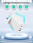 65W USB C Charger, TECKNET 3 Port GaN Type C Fast Charger Plug Adapter - £24.64 sold by TechTack @ Amazon