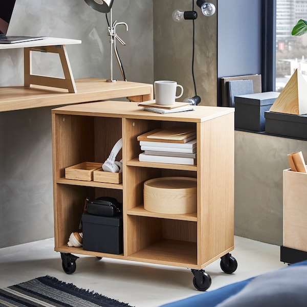 Shelving unit on castors, oak veneer, 67x69 cm for £55 at Ikea Free click and collect
