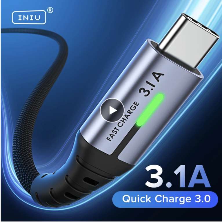 INIU 3.1A USB-C fast charge cable 2m £1.89/ 0.01p - New customers only (Exclusive welcome offer) sold by INIU @ AliExpress