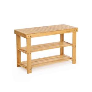 Bamboo Shoe Bench - 70 x 28 x 45 cm - £20.99 Delivered Using Code @ Songmics