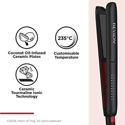 Revlon Smoothstay coconut oil-infused hair straightener temperature up to 235°C