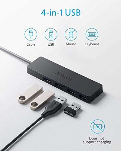 [Upgraded Version] Anker 4-Port USB 3.0 Ultra Slim Data Hub with 2 ft Extended Cable - £10.99 Dispatches from Amazon Sold by AnkerDirect UK