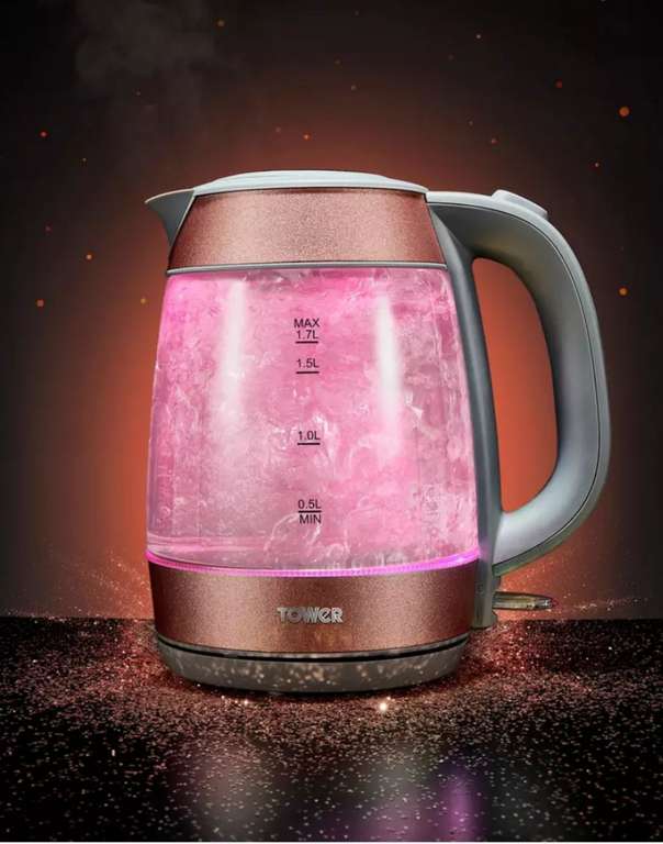 Tower T10040BP Glitz Glass Kettle - Pink - £16 Free Click & Collect @ Argos