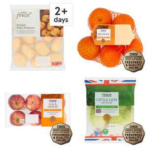 Tesco Finest Baby Potatoes 750g or Gala Apples / Oranges (Min 5 Pack) - 59p each / Little Gem Lettuce 2 Pack 39p (Clubcard) @ Tesco