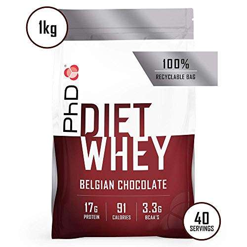 Phd Diet Whey protein powder , Low sugar, Belgian Chocolate protein, 1Kg £11.99 / £10.79 Subscribe & Save + 15% Voucher 1st S&S at Amazon