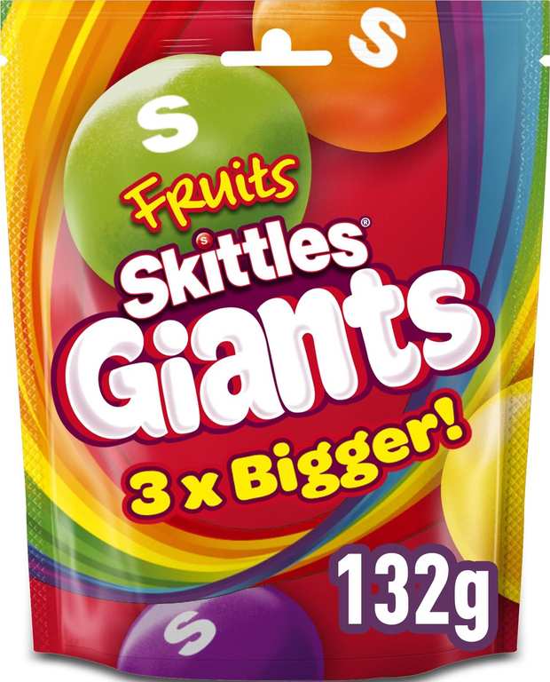 Skittles Giants Fruit Flavoured Sweets Sharing Pouch 132g - 68p / 65p S&S