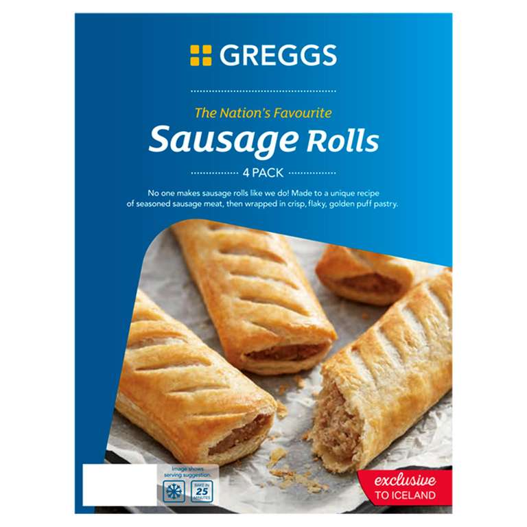 Greggs sausage rolls 4 pack from iceland £2 off with code