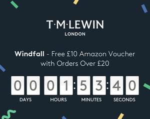 Free £10 Amazon Voucher with Orders Over £20 TM Lewin from 11am via vouchercodes + free delivery