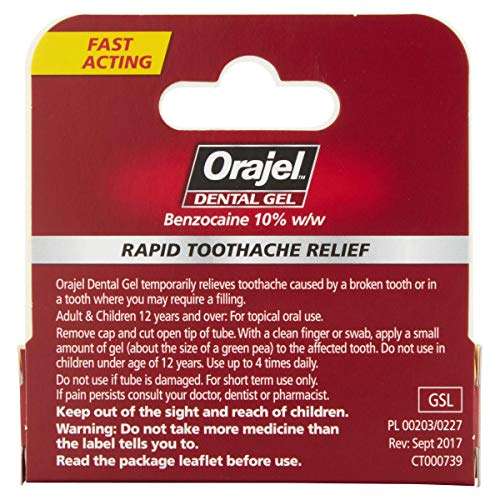 Orajel Dental Gel, 5.3g £3.50 / £3.33 with sub and save or £2.97 With Voucher @ Amazon