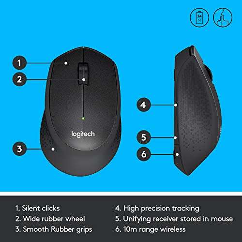 Logitech M330 SILENT PLUS Wireless Mouse, 2.4GHz with USB Nano Receiver, Compatible with PC, Mac, Laptop £19.99 at Amazon