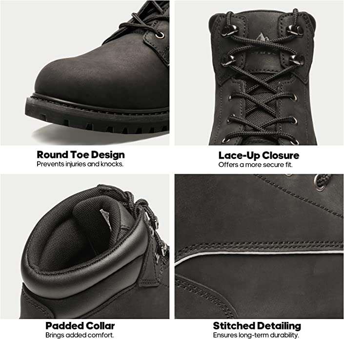 NORTIV 8 Industrial Work Boots (Black / Brown) - £12.59 with Voucher @ dreampairsEU / Amazon