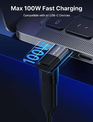JSAUX 90 Degree Right Angle USB C AND JSAUX Frosted Aluminium Stand Base - Sold by JS Digital UK FBA