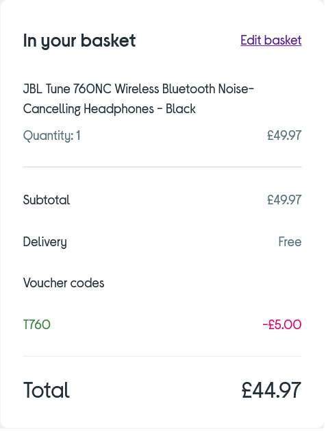 JBL TUNE 760NC Wireless Headphones ( Multipoint Bluetooth 5.0 / ANC ) w / voucher + free click and collect