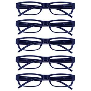 Opulize Unisex The Reading Glasses Company Dark Blue Value 5 Pack Lightweight Mens Womens Rrrrr 32 3 5 Pack +1.50 Magnification