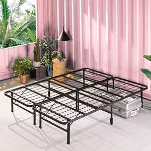 Zinus SmartBase King Size Bed frame - Bed 150x200 cm - 35 cm Height with Underbed Storage - Metal Platform Bed frame - Black 5 Year Warranty