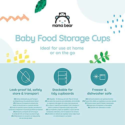 Amazon Brand - Mama Bear Baby Food Storage Cups (Pack of 10) - £3.33 / £2.94 S&S & voucher