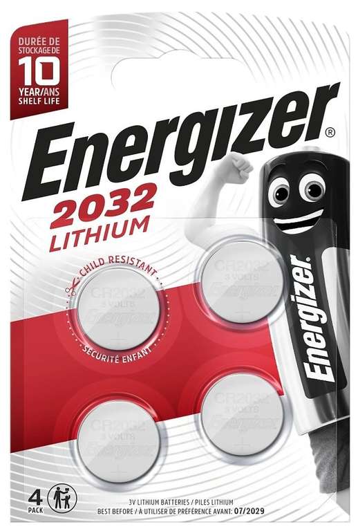 Energizer Lithium CR2032 4 Pack Batteries - £2 + free collection @ B&Q