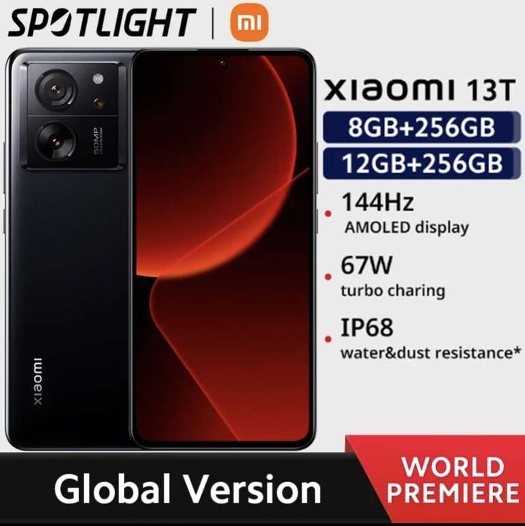 Xiaomi 13T Global Version 50MP Camera IP68 Water 144Hz AMOLED Displa MTK Dimensity 8200-Ultra 67W turbo charing NFC MIUI 14