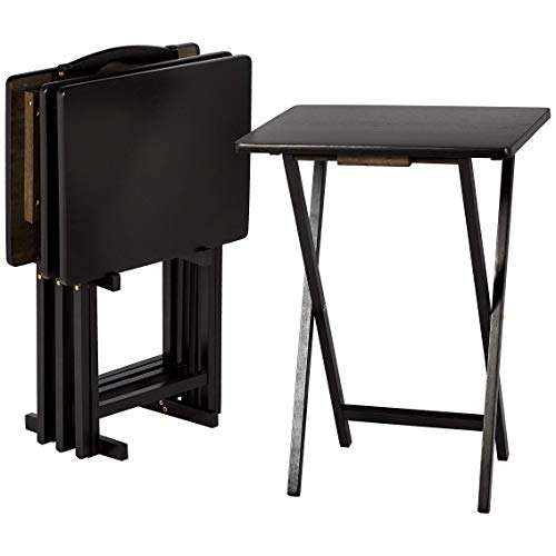 Amazon Basics Foldable Wooden Side Table with Holder, Set of 4, Black £29.99 @ Amazon
